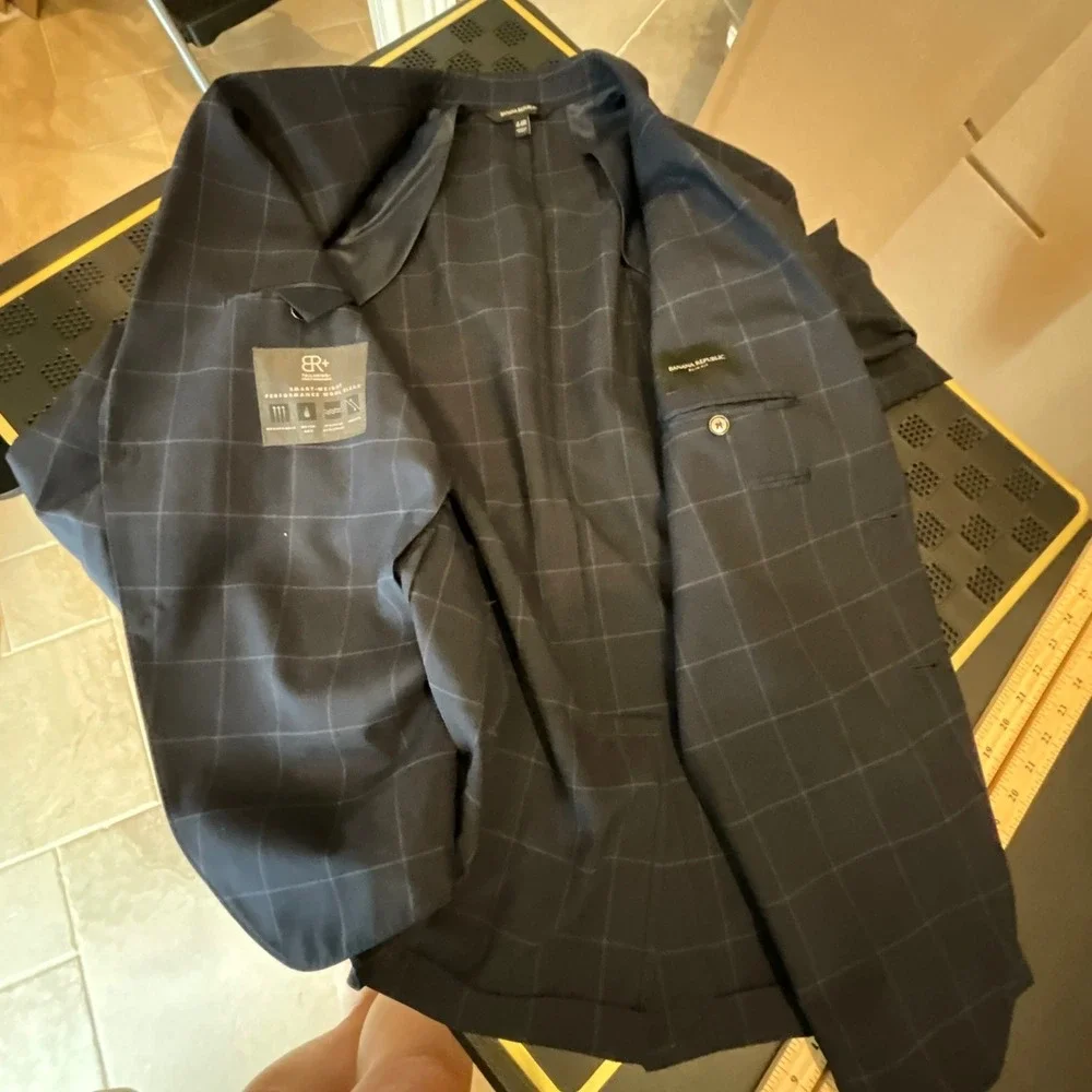 Banana Republic Mens 44R Slim Performance Smart Weight Wool Navy Blazer‎ Jacket